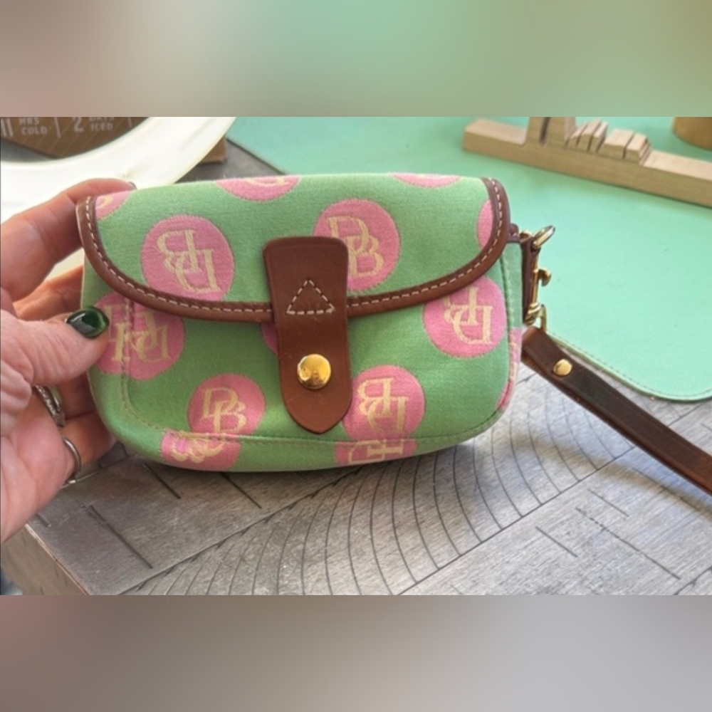 Dooney & Bourke Mint Green and Pink Wristlet